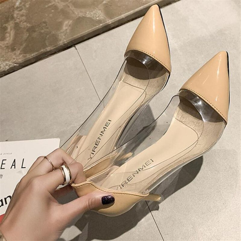 pvc pointed toe heels