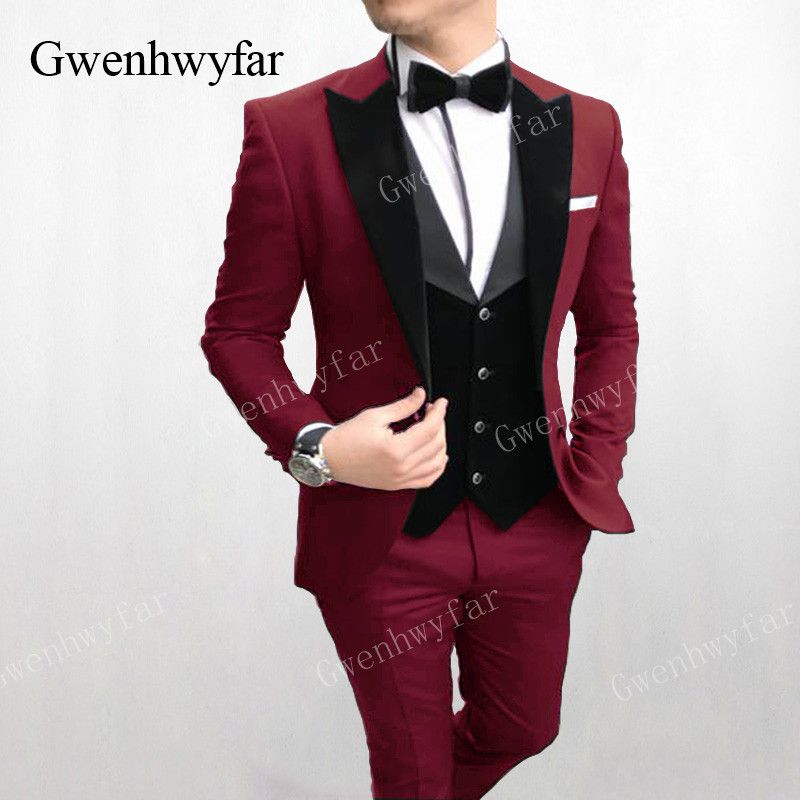red wedding tuxedos for groom