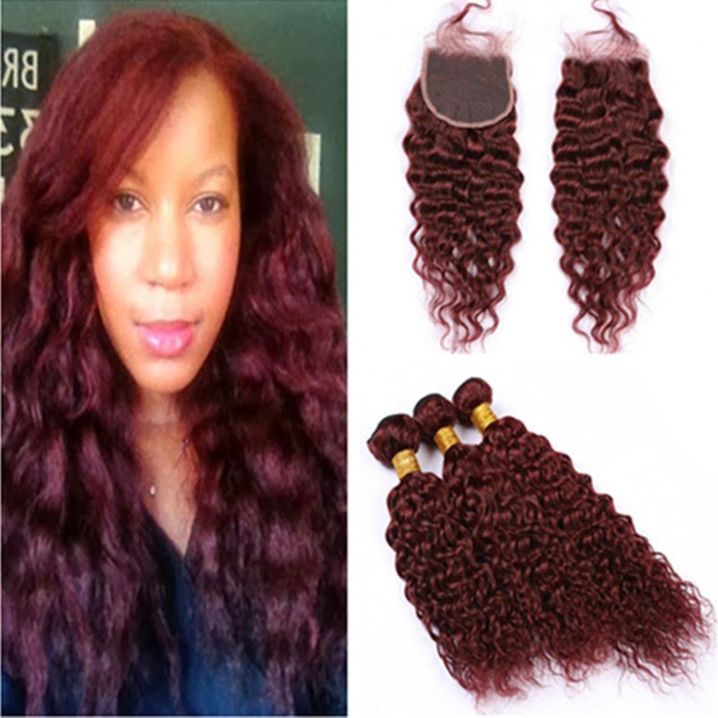 2019 Brazilian Wet And Wavy 99j Wine Red Weaves Human Hair