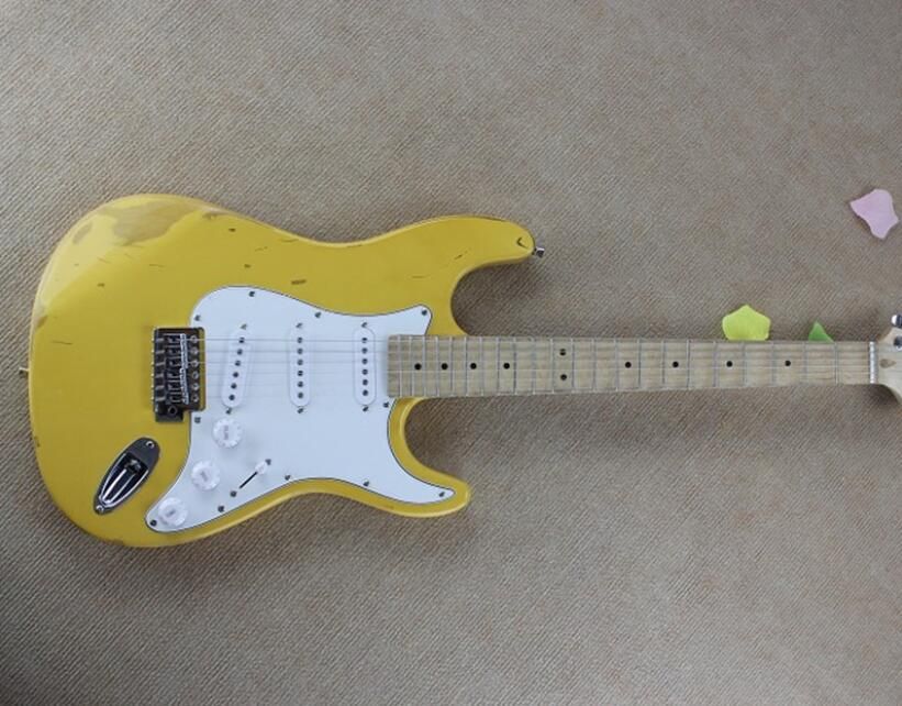 Yellow Kids Electric Guitar - St Distressed Electric Guitar Milky Yellow Body Large Grooved Fingerboard Old Style Factory Direct Sales Guitars For Kids House Of Guitars From Laomajita 183 62 Dhgate Com