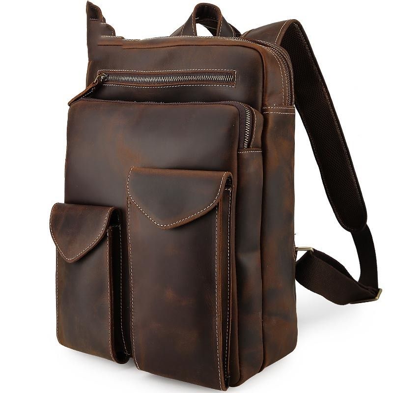 mens leather computer backpack