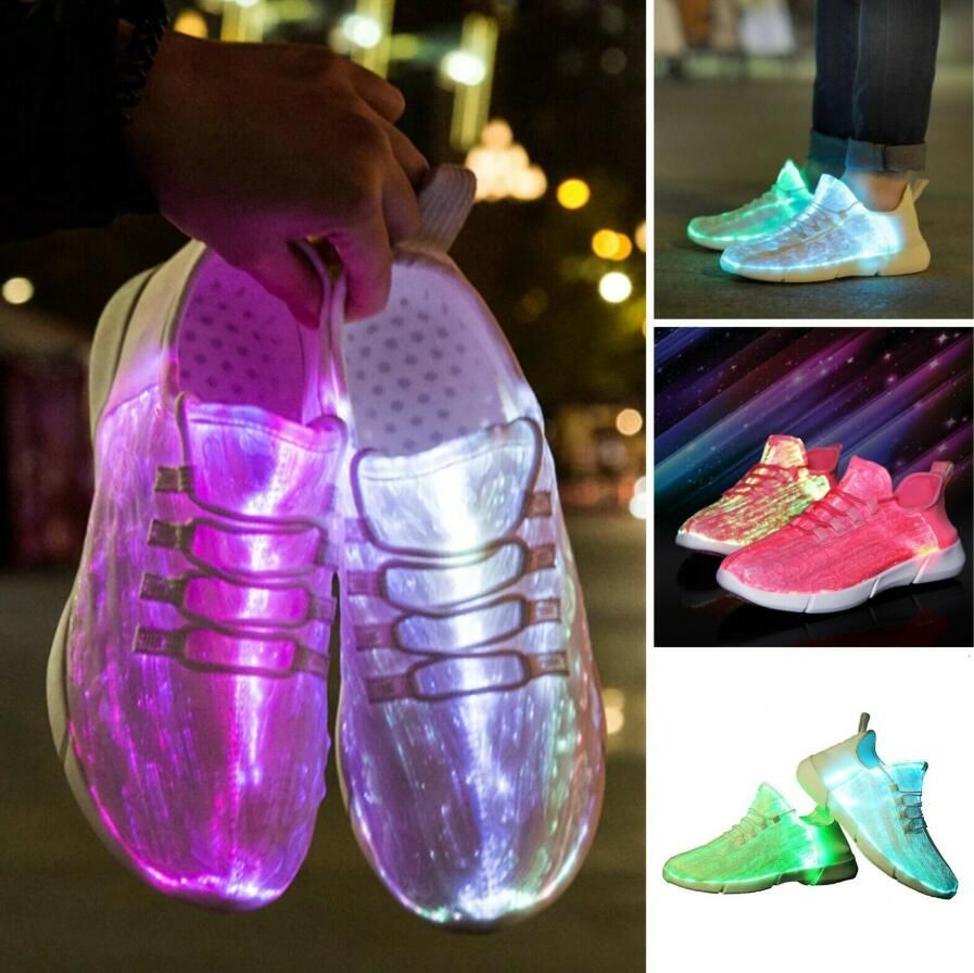 Luminous Glowing Shoes USB Recharge Led Fiber Optic Light Up Sport Unisex Shoes