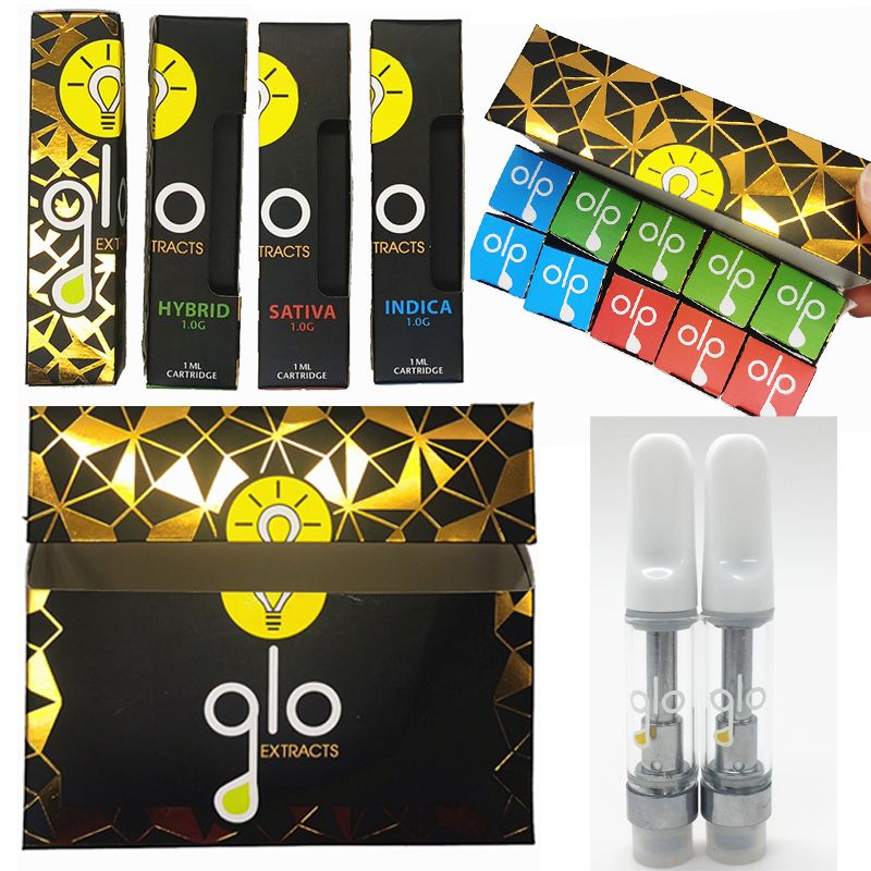 GLO Extract Vape Cartridges New Gold Holographic Packaging Box Pure