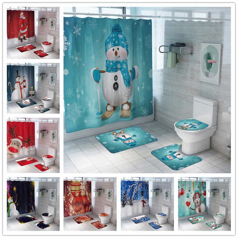 Merry Bathroom, Snowman Shower Curtain Set