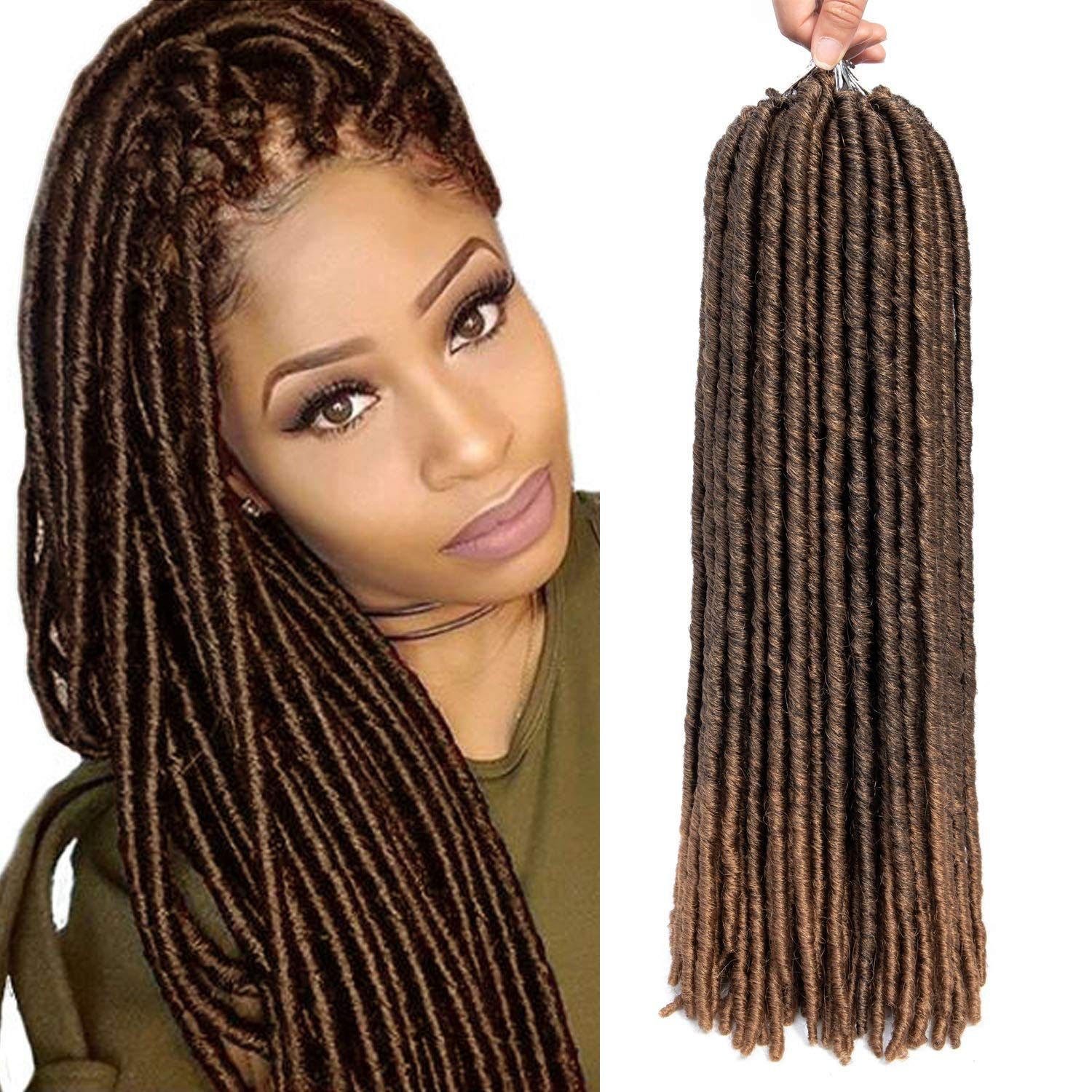 2019 Fashion Women 1 Packs 18 Inches Faux Locs Crochet Hair Extension Stright Synthetic Hair Long Soft Dreadlocks Twist Braiding Hair From