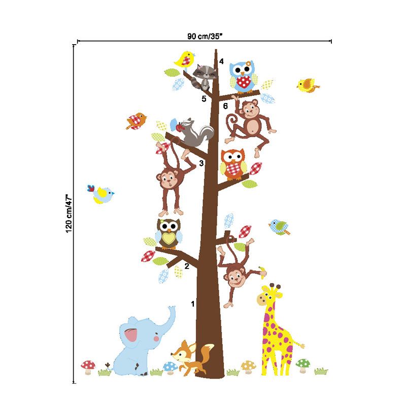Colorido Adesivo de parede de árvore de macaco desenho animado