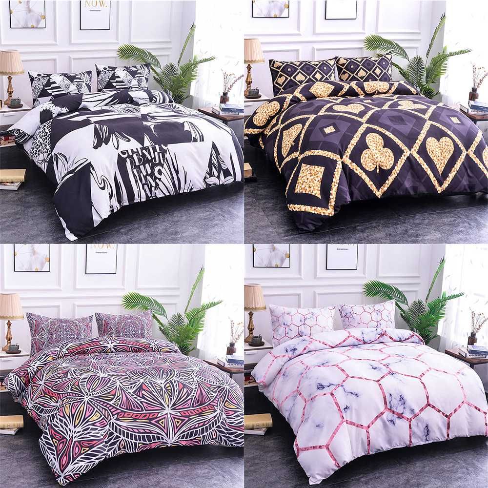 Homesky Geometric Bedding Set Marble Pattern Comforter Bedding