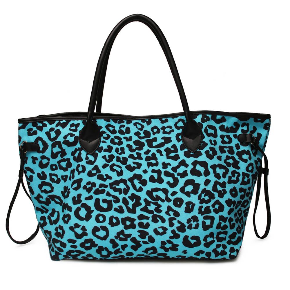 blue leopard print bag