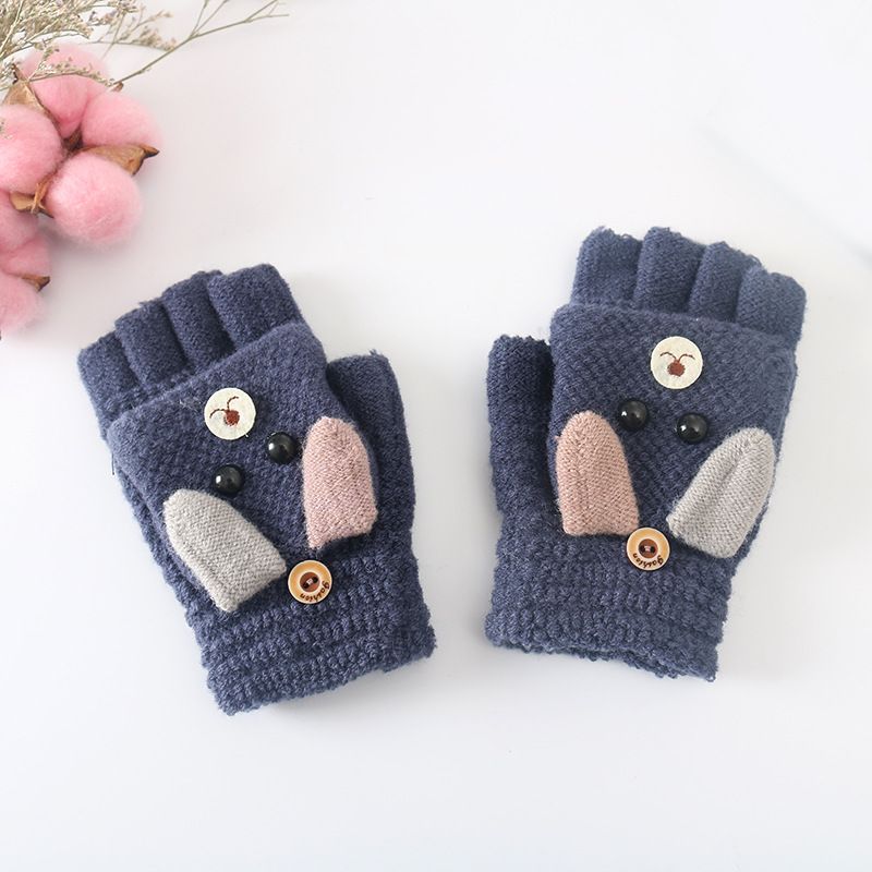 Baby Winter Gloves Children Girl Boy 4 12 Years Half Finger Flip Cover