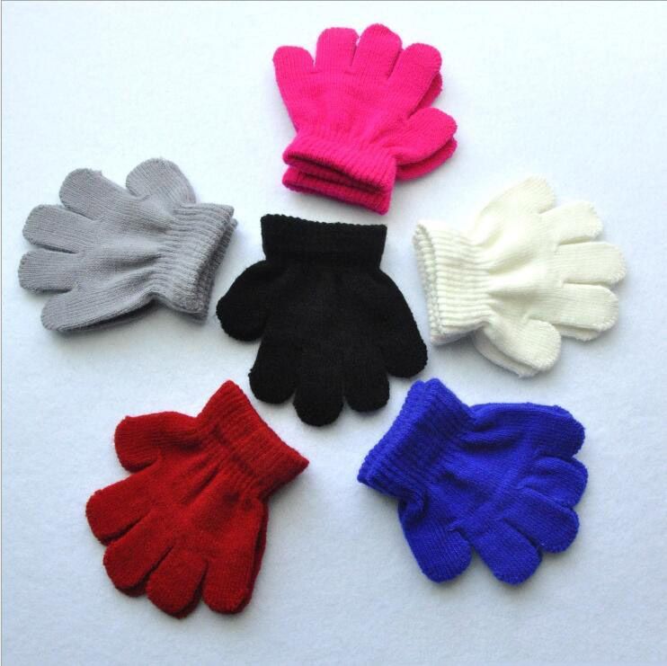Baby Kids Gloves Knitted Stretch Mittens Solid Girls Gloves Full Finger Glove TO 