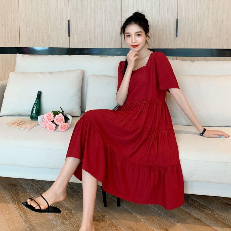 wine red casual dress