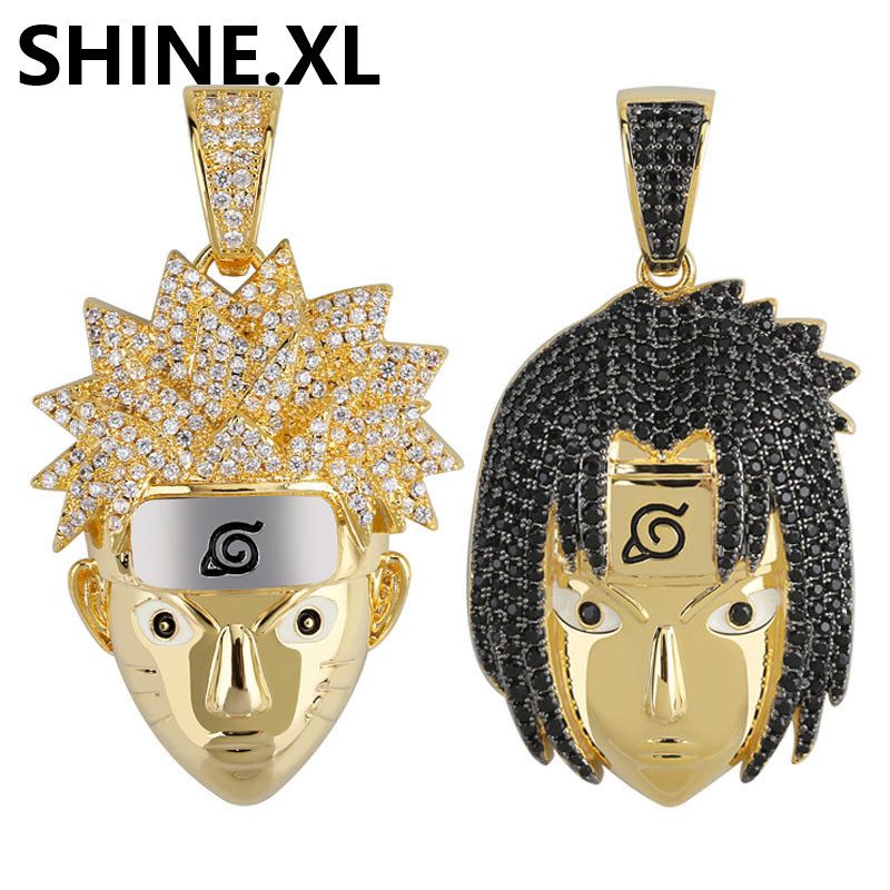 18K Gold Plared Iced Out Naruto Ninja 