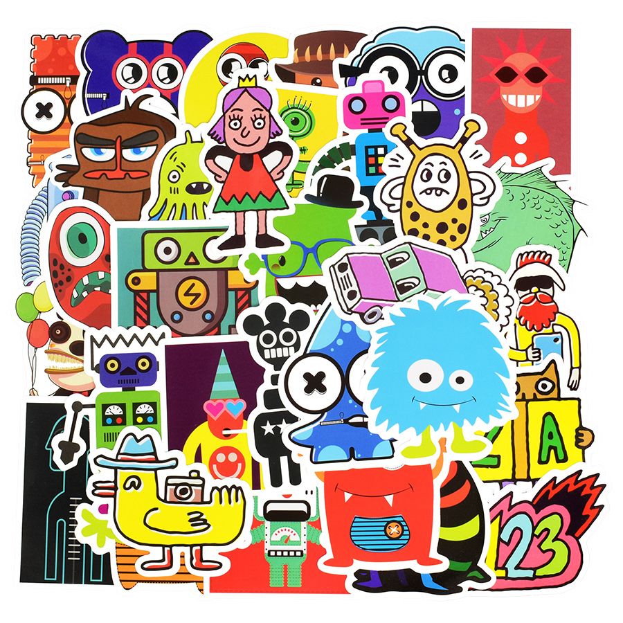 50 PCS Monster Doodle Stickers Funny Graffiti Cartoon Character Robot Sticker to DIY Luggage Laptop Bicycle 50 PCS Monster Doodle Stickers Funny Graffiti Cartoon Character Robot Sticker to DIY Luggage Laptop Bicycle