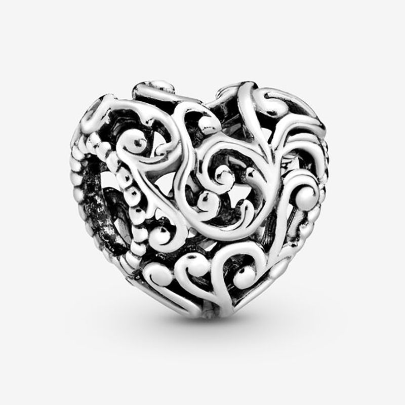 Genuine 925 Solid Sterling Silver Heart Love Charm Bead European Bracelet Fit