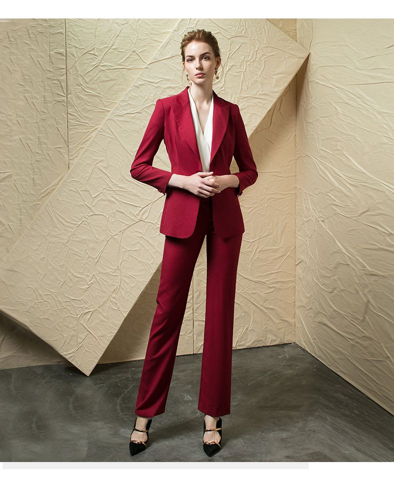 Acquistare 2019 Pantaloni Da Donna Da Smoking Delle Nuove Donne Pantalone  Da Lavoro Rosso Da Lavoro Elegante 2 Pezzi Pantaloni Da Giacca Forniture Da  Ufficio Completo Da Donna Personalizzazione Economico | Consegna