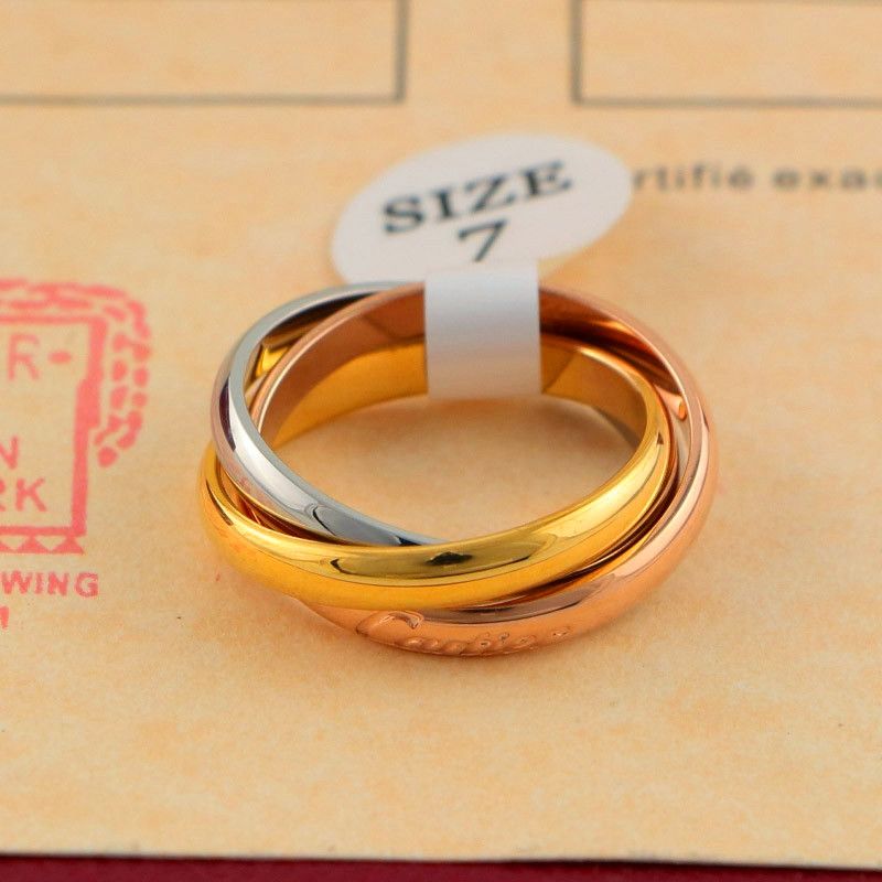 2020 Three Colors Three Circle Women Rings Tide Brand Personality