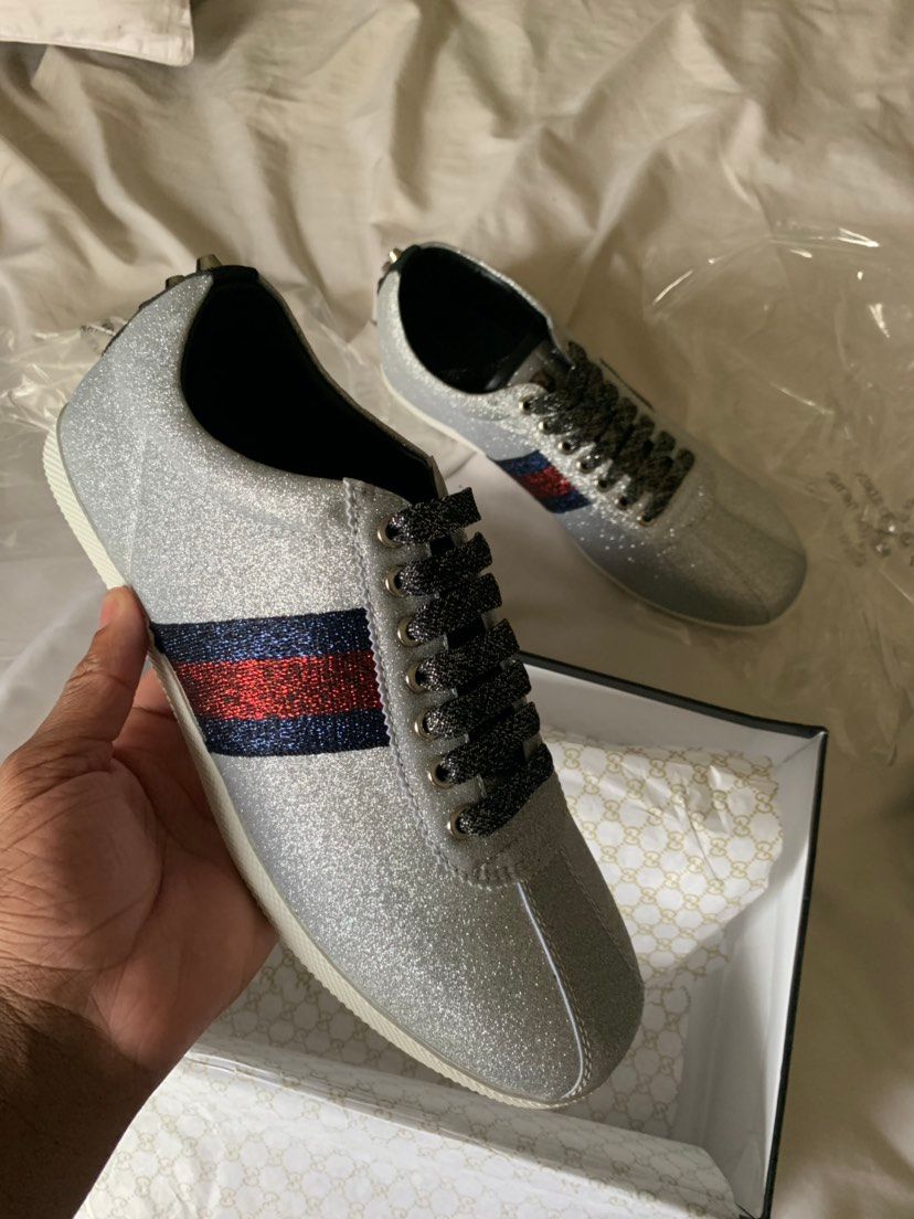 glitter web sneaker with studs