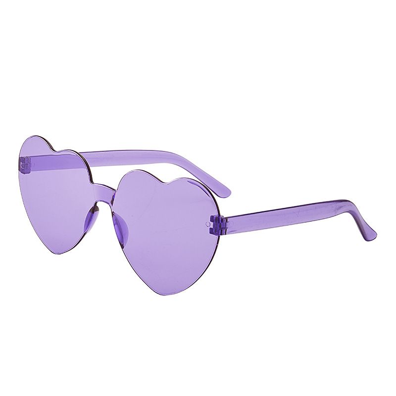 Nuevo una pieza amor corazón lente de sol mujeres transparente plástico vidrios estilo gafas de