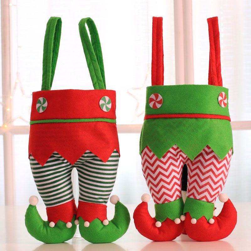 Lot XMAS Party Gift Santa Pants Elf Spirit Candy Gift Bag Sack Stocking Filler