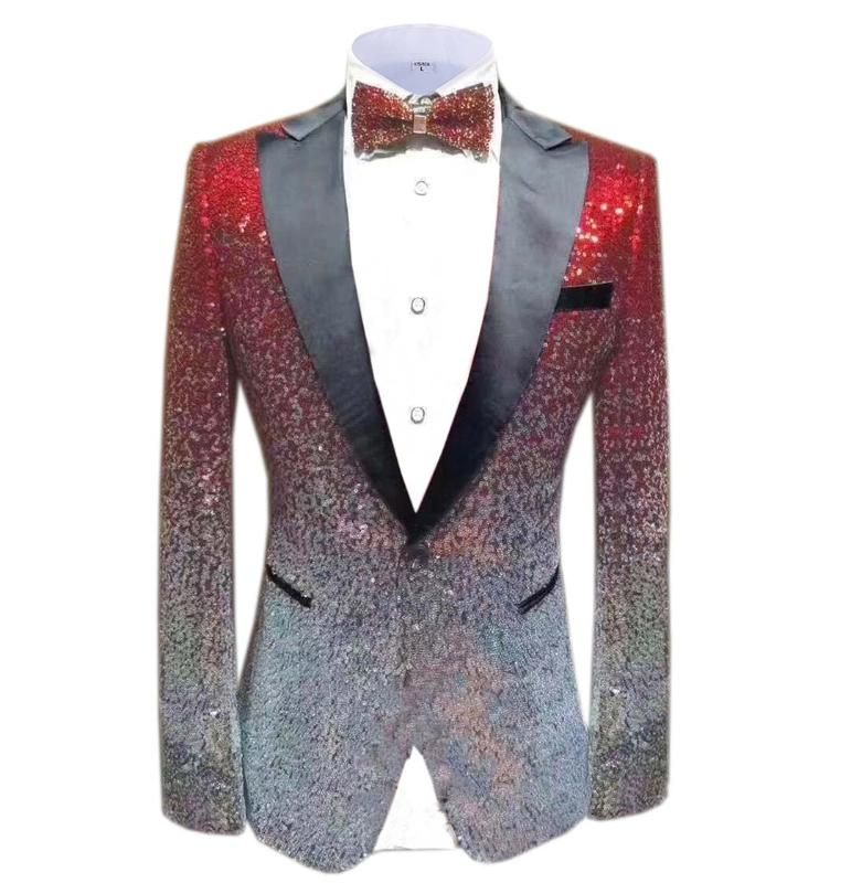 COOFANDY Men's Sequin Silver Tuxedo Blazer 80s Prom Jackets Shiny