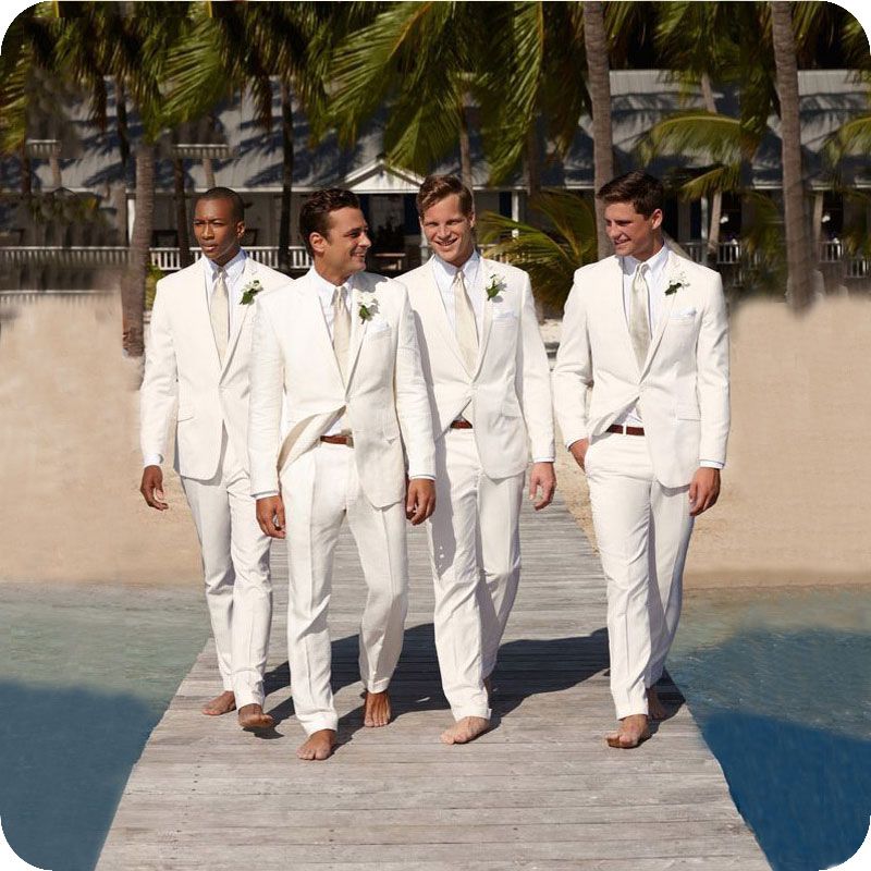 blanca de lino los hombres trajes para boda Suits desgaste del novio del traje