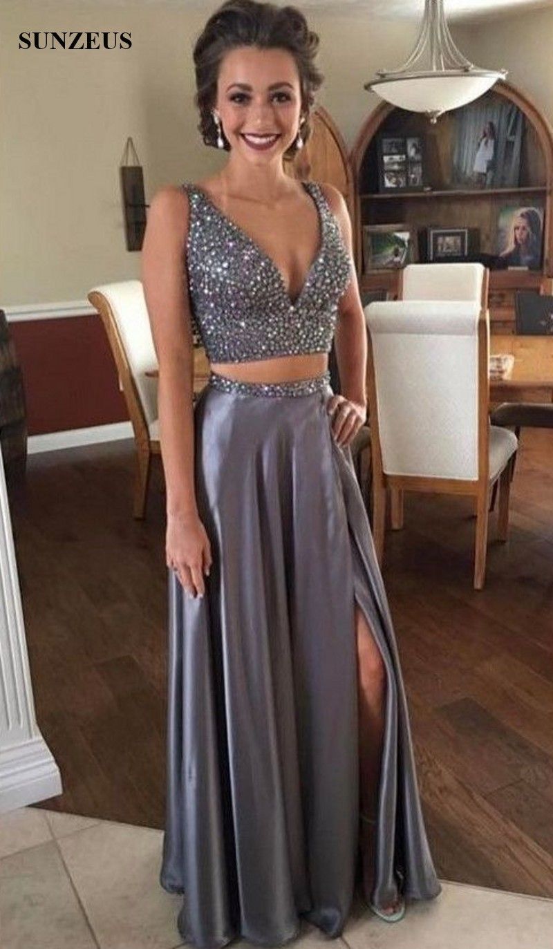Acquistare Abiti Da Ballo Con Strass In Rilievo 2 Pezzi Abiti Lunghi Da  Party Grigio Abiti Da Laurea Con Spacco Laterale Abiti Da Cerimonia  Economico | Consegna Veloce E Qualità | DHgate Italy