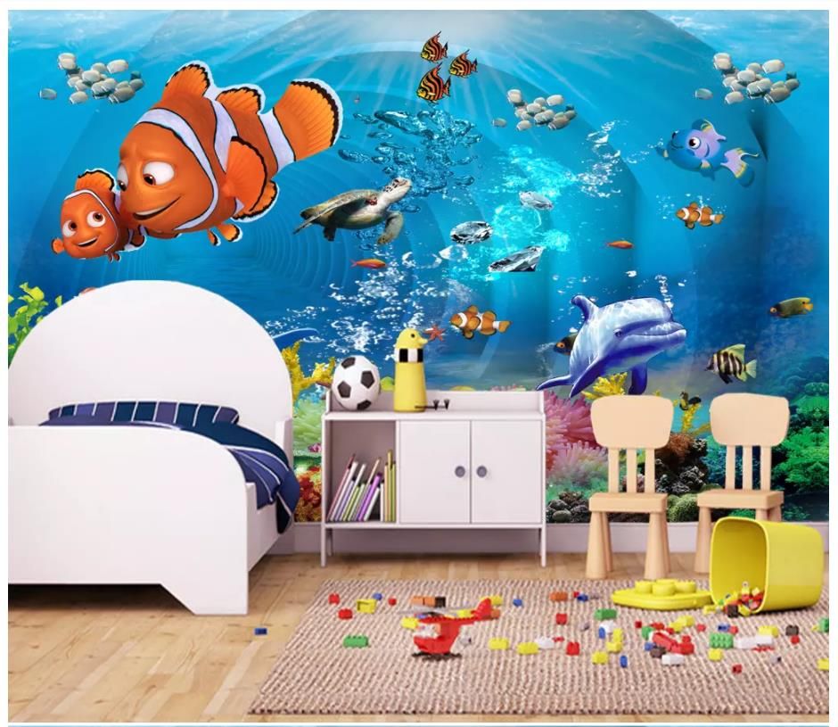 Acquista Carta Da Parati 3d Foto Personalizzata 3d Murales Carta Da Parati 3d Mondo Sottomarino Bella Mondo Sottomarino Camera Dei Bambini Bambini