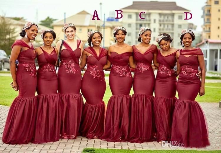 cheap plus size burgundy bridesmaid dresses