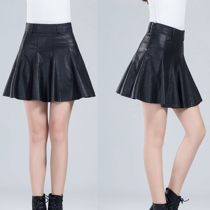 plus size a line black skirt