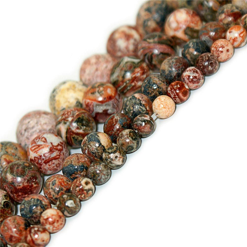 RUBYCA Natural Red Leopard Jasper Gemstone Round Loose Beads DIY Jewelry Making 