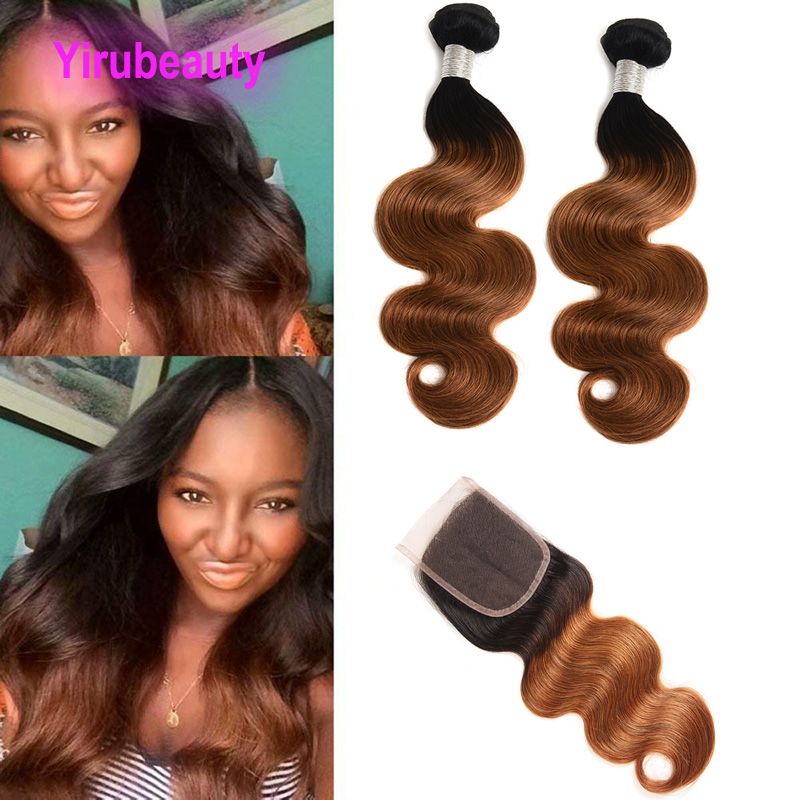 2019 Malaysian Human Hair 2 Bundles With 4x4 Lace Closure Body