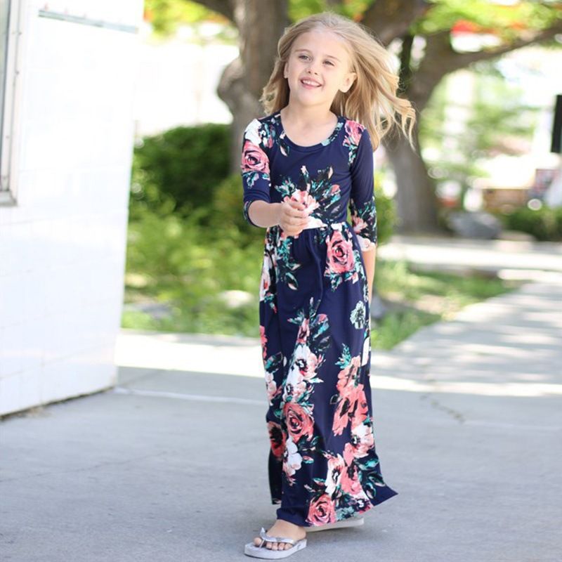 Compra Muchachas Del Verano Vestido Largo Floral De Manga Larga Vestidos  Bohemios Vestido De Niña De Flores Playa Túnica Floral Vestidos Maxi Fiesta  De Los Niños Mejor Barato | Entrega Rápida Y