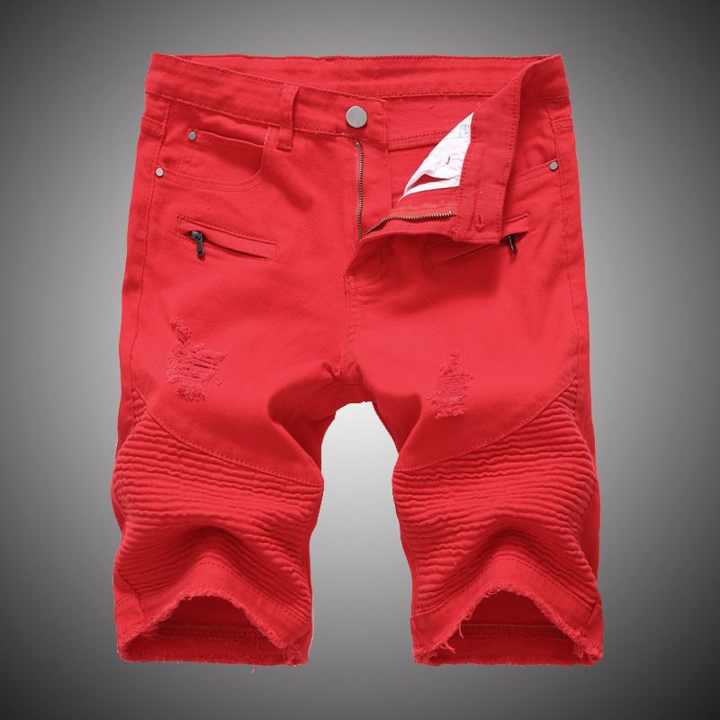 red jean shorts mens