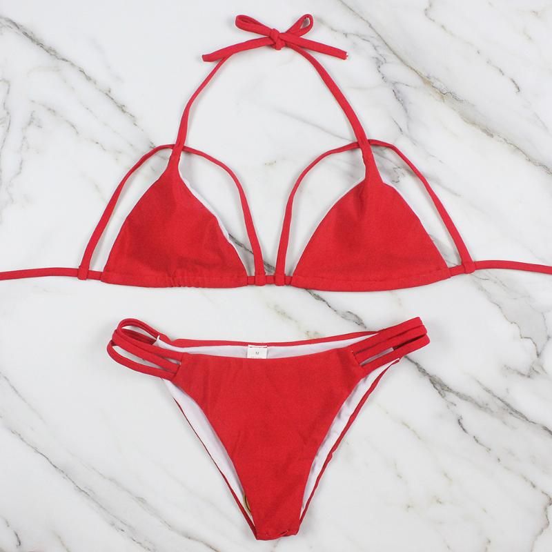 red triangle bikini set