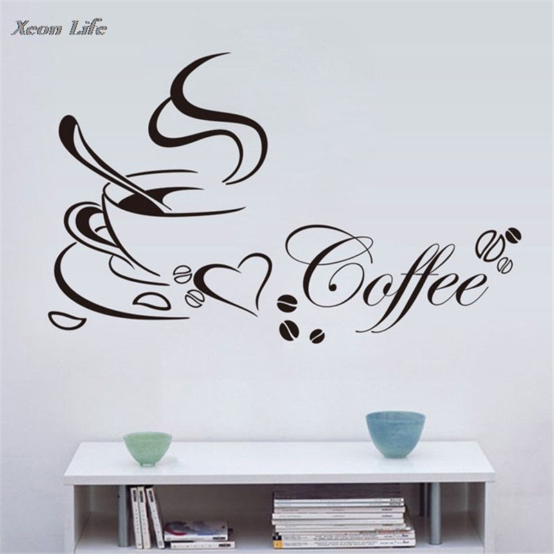 Removable Coffee Cup Decals Vinyl Wall Sticker Home Kitchen House Room Decor OK 