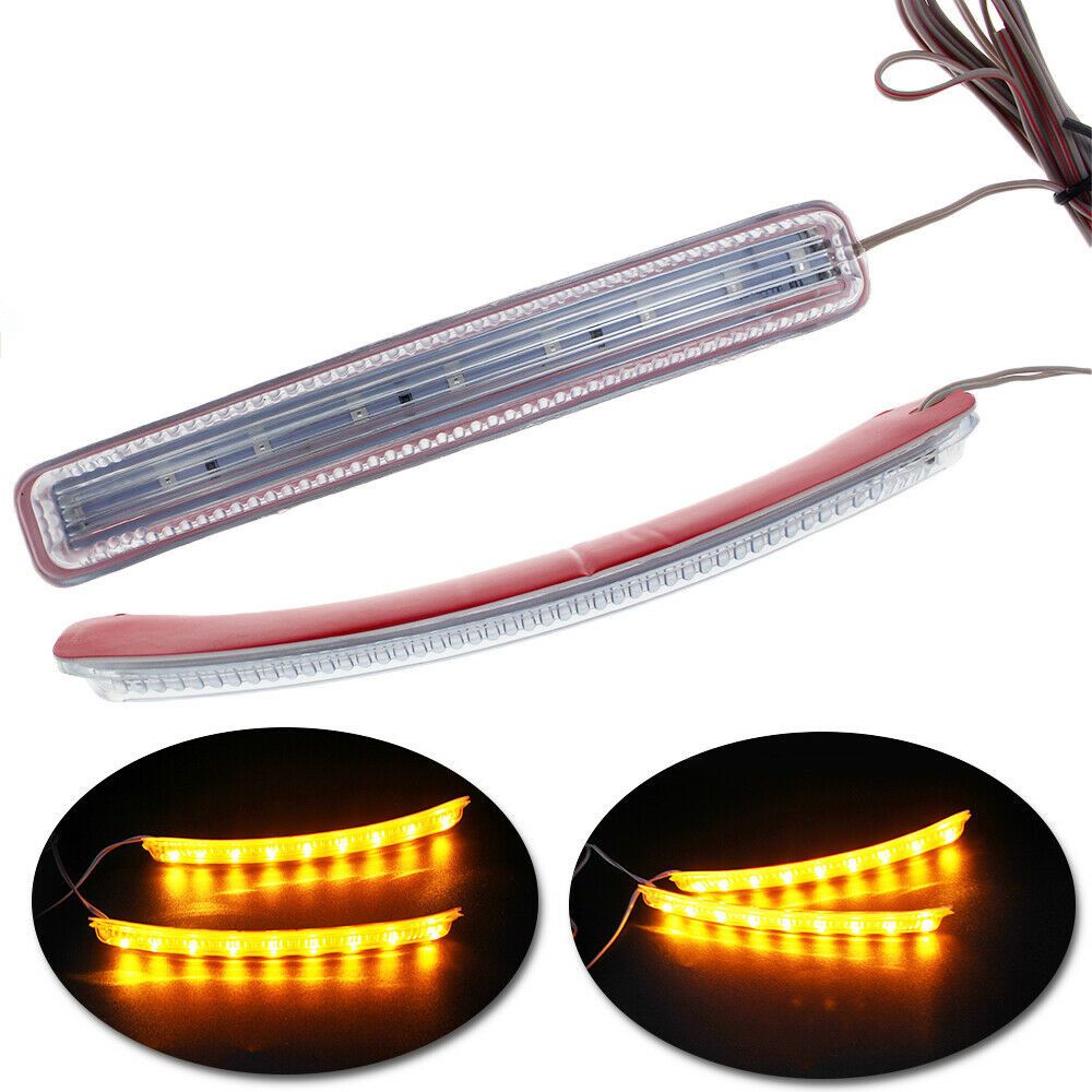 2x Bendable 2835 SMD Red Amber 17 LED Strip Lights - Motorcycle Tail Turn Signal Brake Lamp