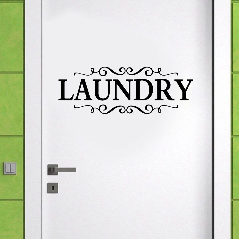 Laundry Decal Door Sticker With Scrolls Wall