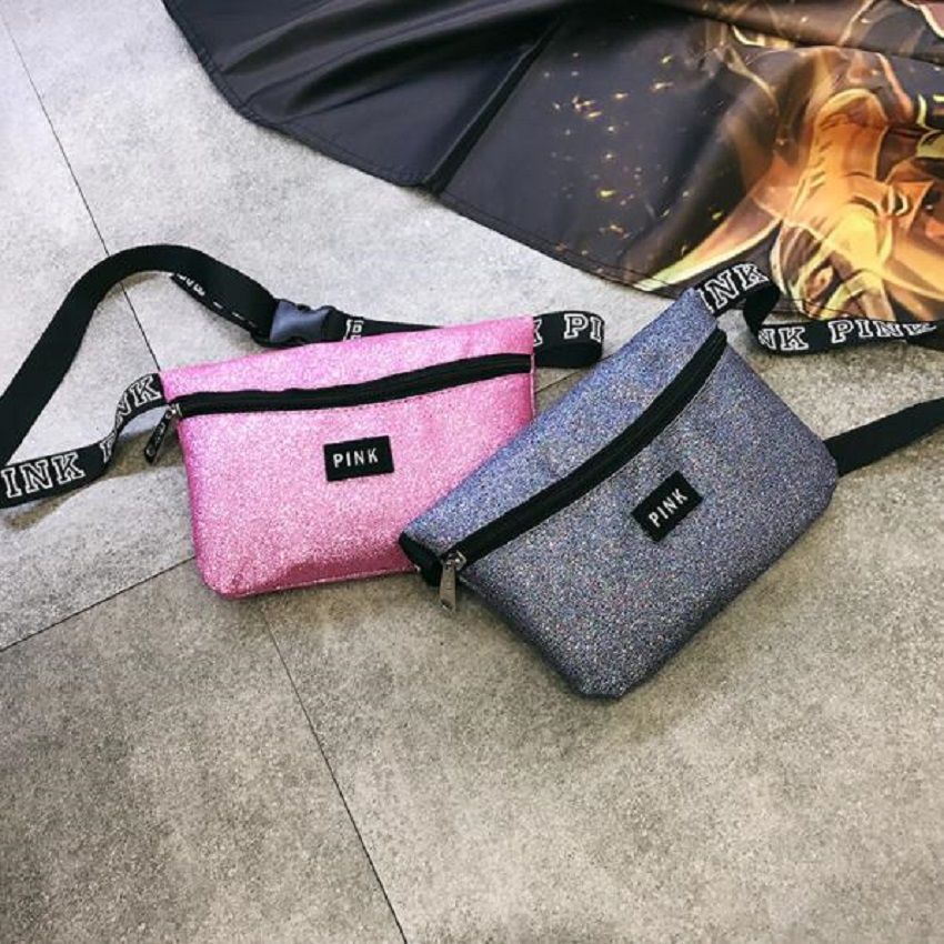 pink sequin fanny pack
