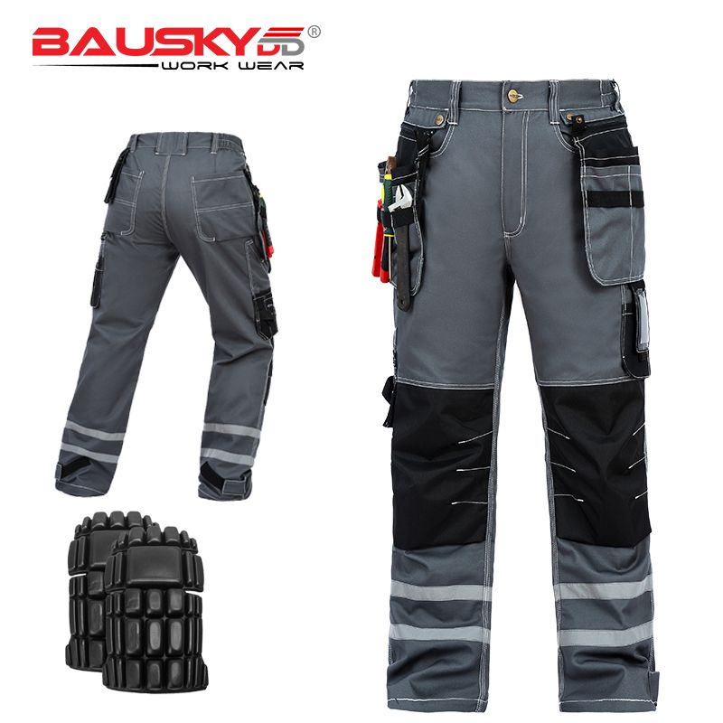 cargo work pants with reflective tape