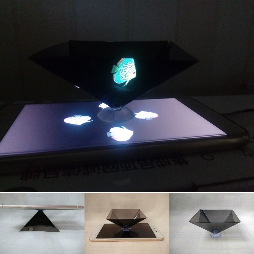 Hongfei Projecteur dhologramme de Smartphone vidéo de projecteur de pyramide daffichage holographique 3D pour le téléphone intelligent mobile