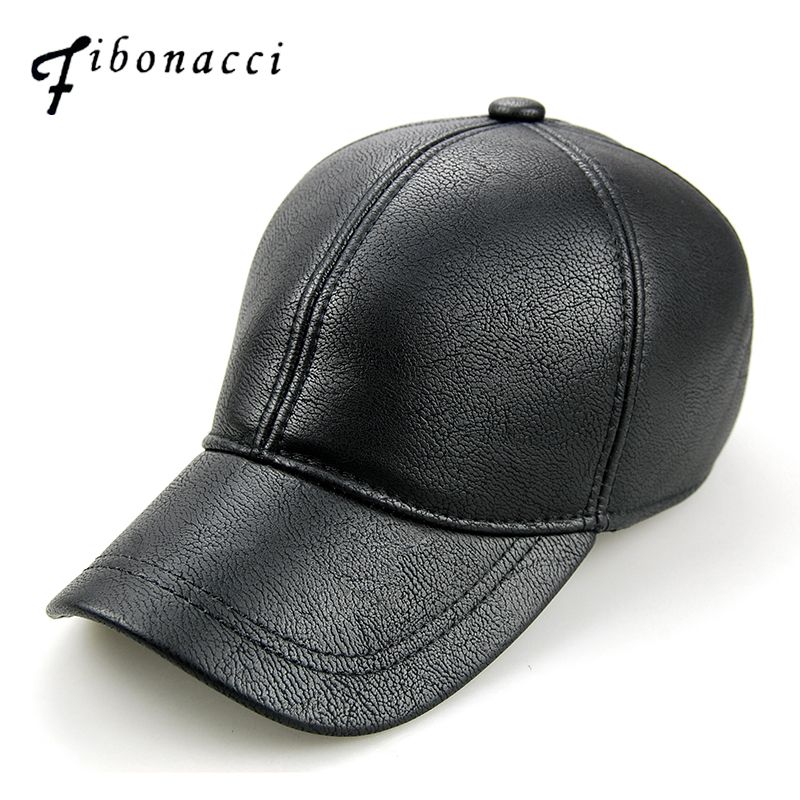 mens black leather baseball cap