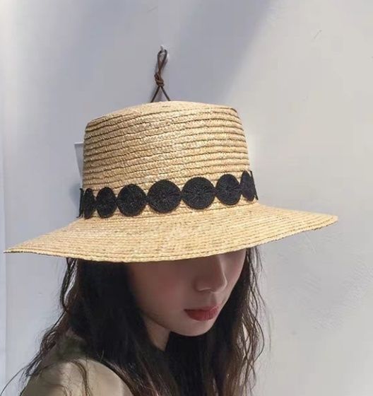 Women Womail Hat Straw Cap Spring Summer Sunshade Lace Bow Wide Brim Straw Hat 