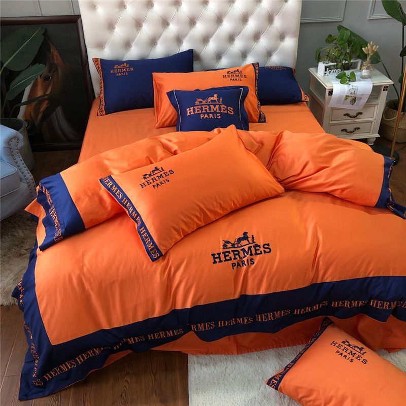H Letter Horse Design Bedding Sets Bright Coloured Color Orange