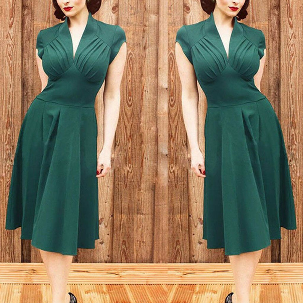 green skater dress plus size