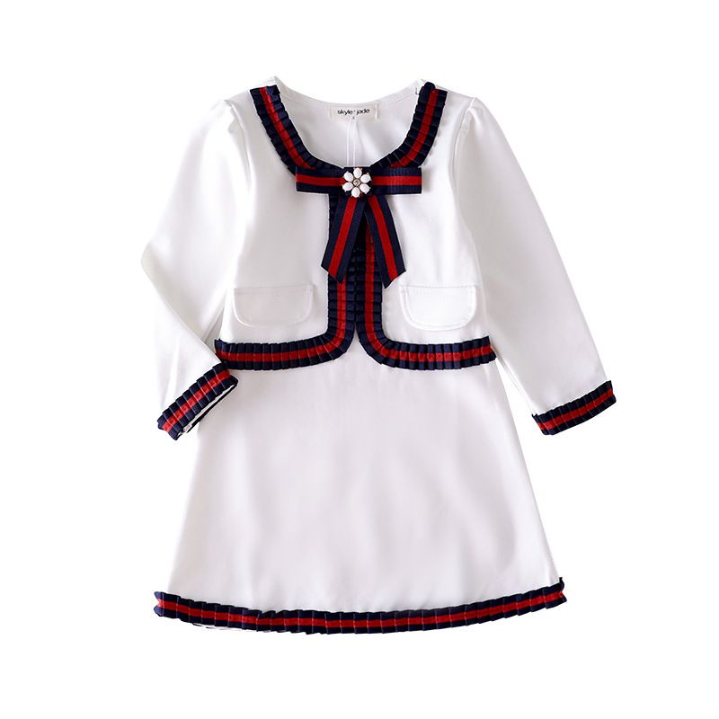 2021 Retail Baby Girl Dresses Ribbon Bows Beaded Temperament Princess