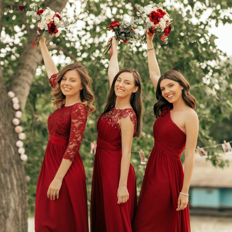 ever pretty burgundy bridesmaid dresses