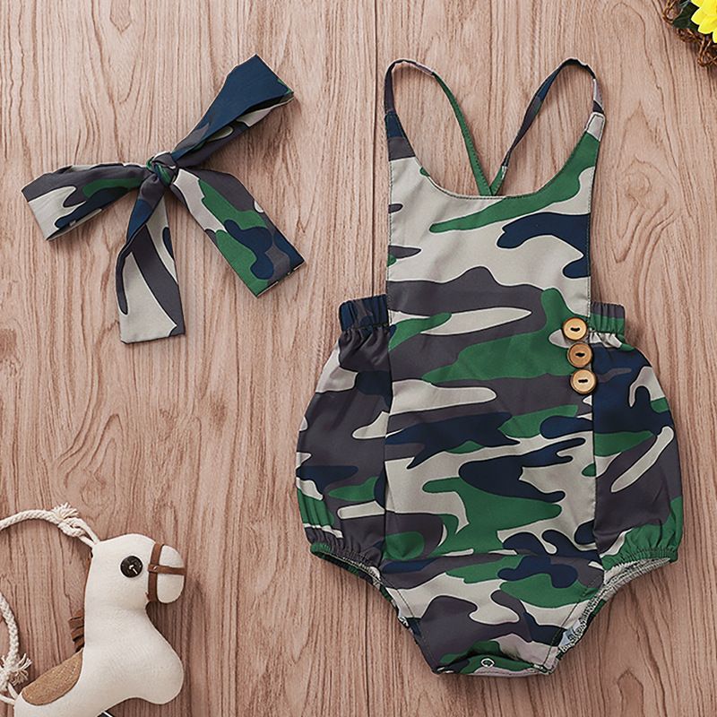 girls camo romper