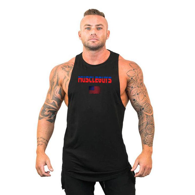 Gimnasio Camiseta-Para Hombre Camiseta sin mangas fisicoculturismo y fitness-stringer gris/negro