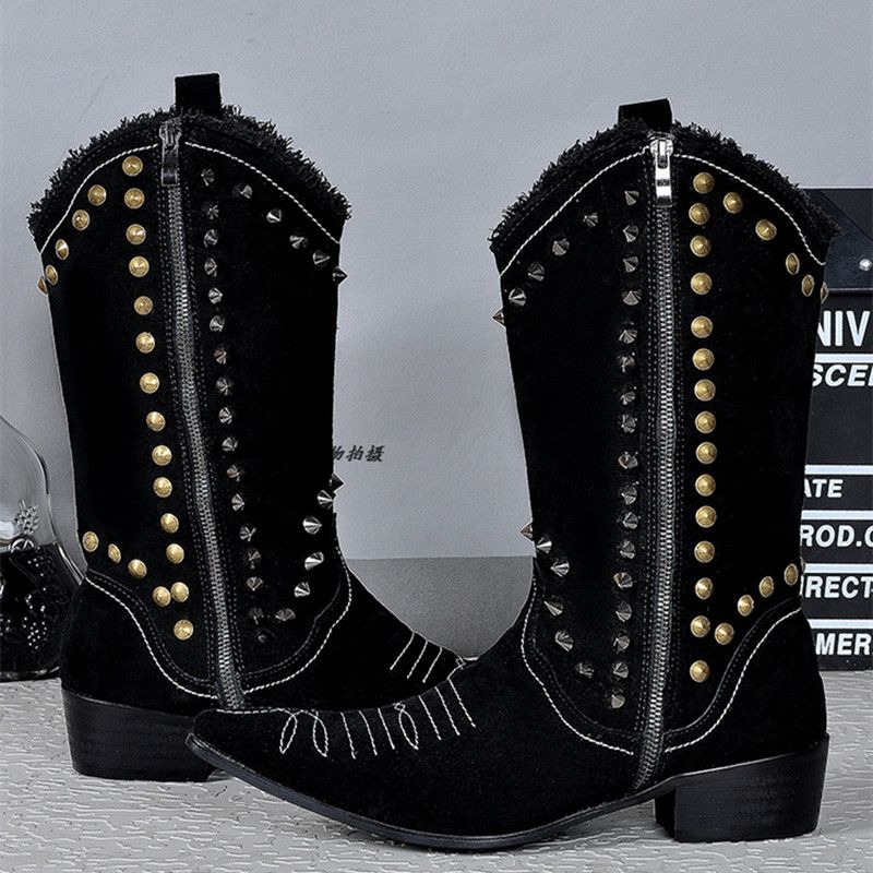black studded cowboy boots