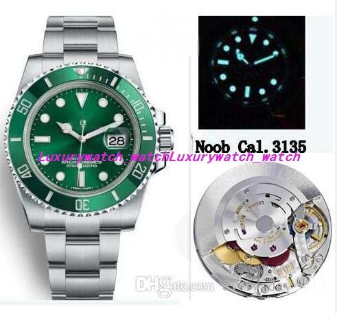 3135 Watch Black Green Ceramic Bezel 